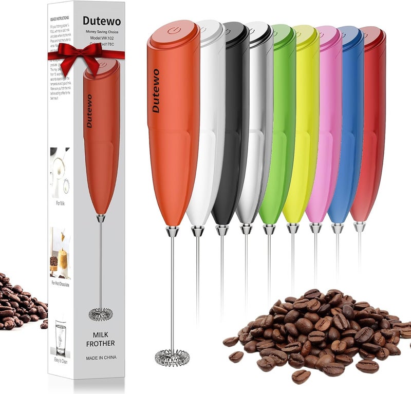 Dutewo Hand Mixer Milk Frother for Coffee - Frother Handheld Foam Maker for Lattes, Electric whisk Drink Mixer Mini Foamer for Cappuccino, Frappe, Matcha, Hot Chocolate, Red 178C - Image 1
